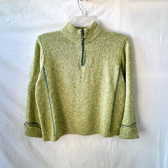 Women's Woolrich Aloe Heather Green Sweater, 1/4 Zip, Size Large, #9624, EUC! - Picture 2 of 15